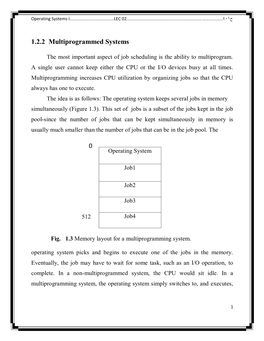 1.2.2 Multiprogrammed Systems 0