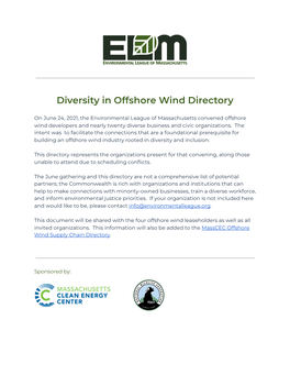 Diversity in Offshore Wind Directory
