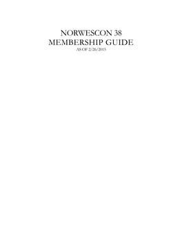 Norwescon 38 Membership Guide As of 2/26/2015