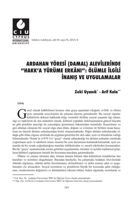 Damal) Alevilerinde “Hakk’A Yürüme Erkâni”: Ölümle Ilgili Inaniş Ve Uygulamalar