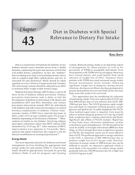 Diet in Diabetes with Special Relevance to Dietary Fat Intake 245