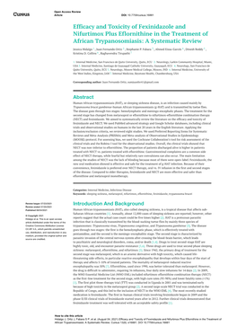 Efficacy and Toxicity of Fexinidazole and Nifurtimox Plus Eflornithine in the Treatment of African Trypanosomiasis: a Systematic Review