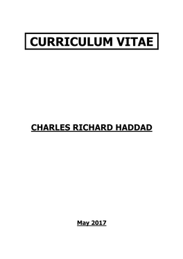 Curriculum Vitae C R Haddad