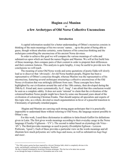 Huginn and Muninn a Few Archetypes of Old Norse Collective Unconscious