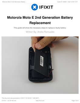 Motorola Moto E 2Nd Generation Battery Replacement