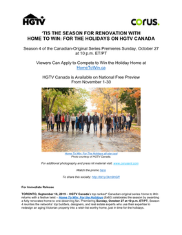 Tis the Season for Renovation with Home to Win: for the Holidays on Hgtv Canada