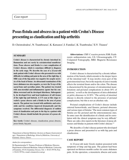 Psoas Fistula and Abscess in a Patient with Crohn's Disease Presenting As