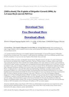 The Exploits of Brigadier Gerard (1896), by A.Conan Doyle (Novel) Online