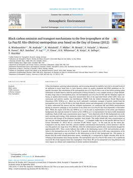 Black Carbon Emission and Transport Mechanisms to the Free Troposphere at the T La Paz/El Alto (Bolivia) Metropolitan Area Based on the Day of Census (2012) ∗ A