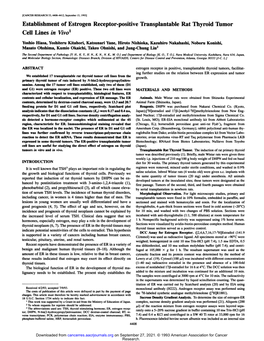 Establishment of Estrogen Receptor-Positive Transplantable Rat Thyroid Tumor Cell Lines in Vivo1