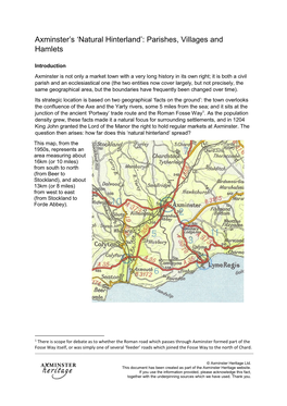 Axminster's 'Natural Hinterland': Parishes, Villages and Hamlets