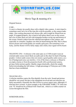 Movie Tags & Meaning of It