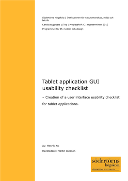 Tablet Application GUI Usability Checklist