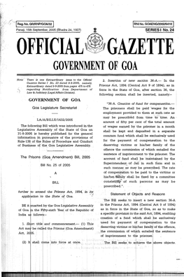 OFFICIAL ~Jlgazette GOVERNMENT of GOA