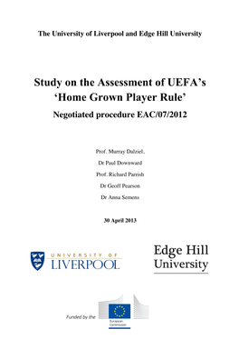 'Study on the Assessment of UEFA's Home-Grown Player Rule'