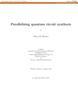 Parallelizing Quantum Circuit Synthesis
