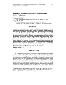 Evaluating Herbicidal Injury to St. Augustine Grass in Sod Production