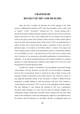 Chapter-Iii Revolt of 1857 and Muslims