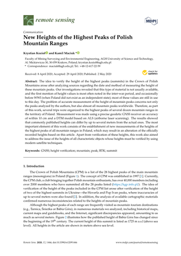 New Heights of the Highest Peaks of Polish Mountain Ranges