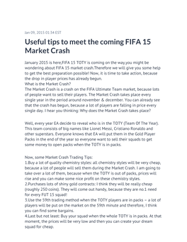 Useful Tips to Meet the Coming FIFA 15 Market Crash