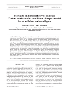 Mortality and Productivity of Eelgrass Zostera Marina Under Conditions of Experimental Burial with Two Sediment Types