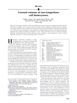 Unusual Variants of Non-Langerhans Cell Histiocytoses