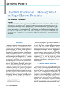 Quantum Information Technology Based on Single Electron Dynamics