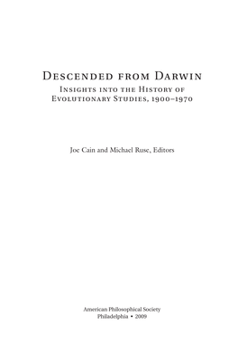The So-Called 'Eclipse of Darwinism'