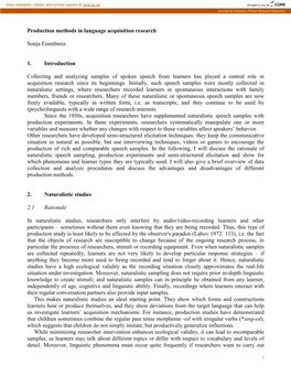 Production Methods in Language Acquisition Research Sonja