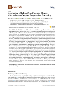 Application of Falcon Centrifuge As a Cleaner Alternative for Complex Tungsten Ore Processing