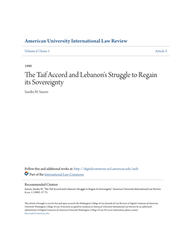 The Taif Accord and Lebanon's Struggle to Regain Its Sovereignty