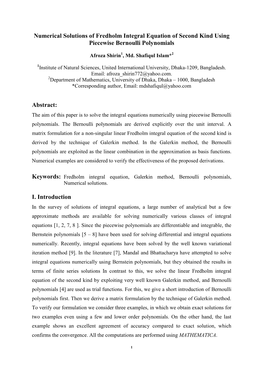 Numerical Solutions of Fredholm Integral Equation of Second Kind Using Piecewise Bernoulli Polynomials