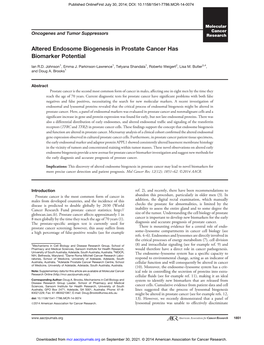 Altered Endosome Biogenesis in Prostate Cancer Has Biomarker Potential