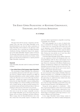 The Early Upper Palaeolithic of Kostenki: Chronology, Taxonomy, and Cultural Affiliation