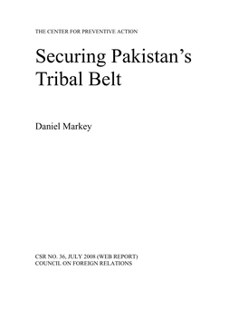 Securing Pakistan's Tribal Belt