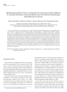 Morphological Observation of Alexandrium Tamarense (Lebour) Balech, A