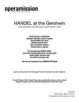 Handel 3 March Program