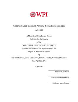 Common Loon Eggshell Porosity & Thickness in North America