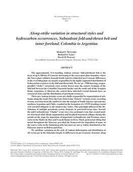 Along-Strike Variation in Structural Styles and Hydrocarbon Occurrences, Subandean Fold-And-Thrust Belt and Inner Foreland, Colombia to Argentina