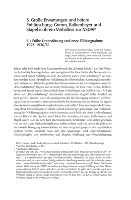 Grimm, Kolbenheyer Und Stapel in Ihrem Verhältnis Zur NSDAP