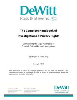 The Complete Handbook of Investigations & Privacy Rights