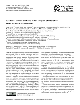 Evidence for Ice Particles in the Tropical Stratosphere from In-Situ Measurements