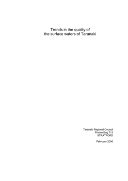 Trends in the Quality of the Surface Waters of Taranaki