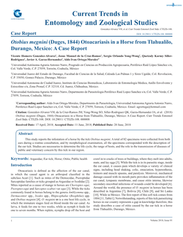 Otobius Megnini (Duges, 1844) Otoacariasis in a Horse from Tlahualilo, Durango, Mexico: a Case Report