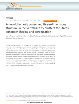 Irx Clusters Facilitates Enhancer Sharing and Coregulation