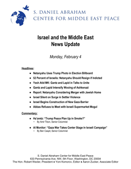 Israel and the Middle East News Update