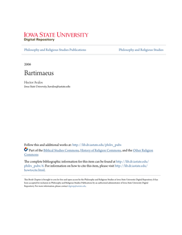 Bartimaeus Hector Avalos Iowa State University, Havalos@Iastate.Edu