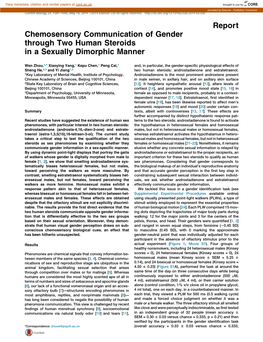 Chemosensory Communication of Gender Through Two Human Steroids in a Sexually Dimorphic Manner