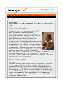 Newsletter Dressagedirect 13.04.09