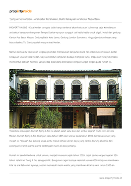 Tjong a Fie Mansion – Arsitektur Peranakan, Bukti Kekayaan Arsitekur Nusantara